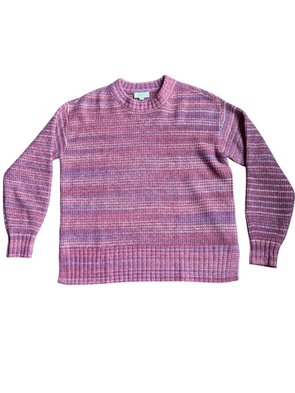 LOFT crewneck sweater chunky knit pink multicolor stripe S NEW feminine